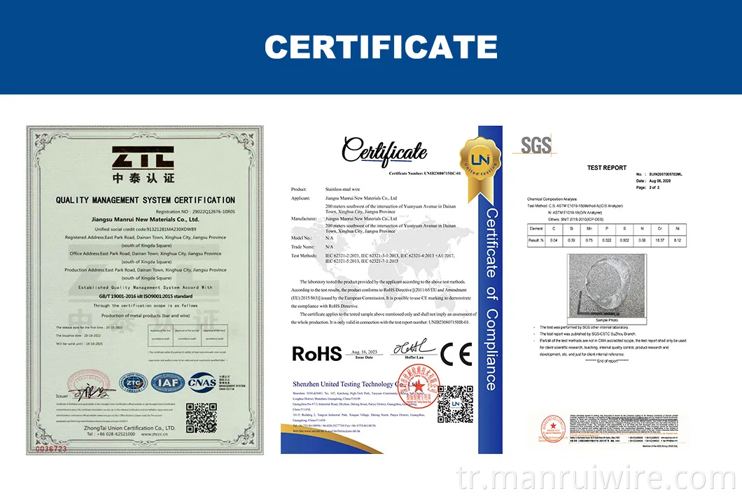 Barbekü Izgarası için Gıda Sınıfı Korozyona Dirençli AISI 201 304 304L Paslanmaz Çelik Şekillendirme Teli